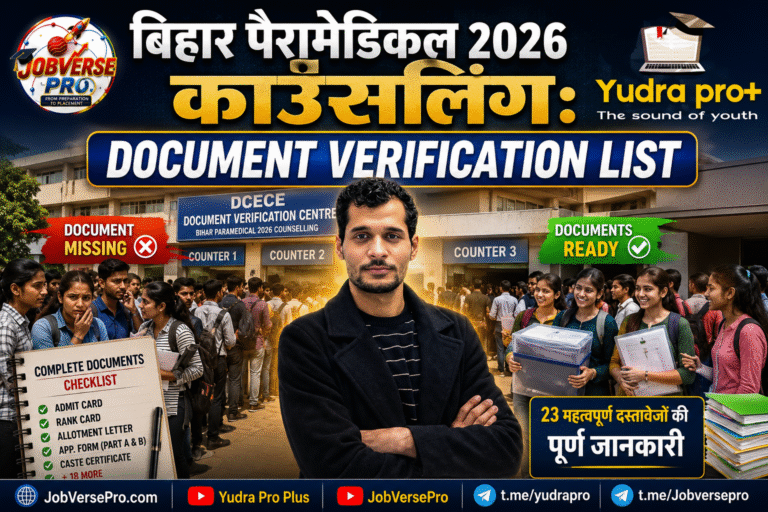 Bihar Paramedical 2026 Counselling Document Verification List with required documents checklist, DCECE verification centre, students and Mani Shivam Sir